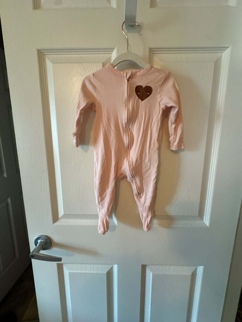 Old Navy Baby Pink 2-Way Zipper Footed Sleeper with Heart Graphic